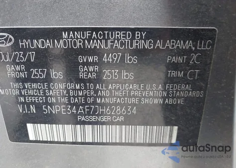 2018 Hyundai Sonata Sport из США, поврежденный, VIN 5NPE34AF7JH628634